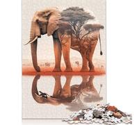 Puzzle da 1500 pezzi per adulti con elefanti al tramonto, giochi di puzzle interessanti per adulti e adolescenti, riduzione dello stress, 1500 pezzi (85x57 cm)