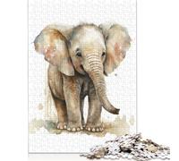 Puzzle da 1500 pezzi per adulti con elefantino e acquerello, rettangolari, difficili da realizzare per donne e uomini, 1500 pezzi (85x57 cm)