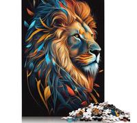 Puzzle da 1500 pezzi raffigurante un simpatico leone, in legno riciclato al 100%, per adulti, per donne e uomini, 1500 pezzi (85x57 cm)