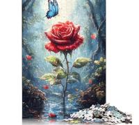 Puzzle da 1500 pezzi "Rosa rossa nella foresta" per adulti, giocattoli di decompressione, rompicapo per donne e uomini, 1500 pezzi (85x57 cm)