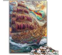 Puzzle da 2000 pezzi a tema nave pirata per adulti e ragazzi, antistress per ammazzare il tempo durante le vacanze, con poster abbinato e foglio di quiz (70x100cm)