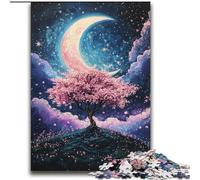 Puzzle da 2000 pezzi "Alberi di ciliegio in fiore sotto la luna" per adulti e adolescenti, gioco stimolante, ideale come regalo per tutta la famiglia (70x100cm)