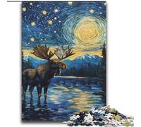 Puzzle da 2000 pezzi "Alce nel cielo notturno" per adulti e adolescenti, giocattoli avvincenti per la decorazione della casa, stimola l'intelligenza cerebrale (70x100cm)