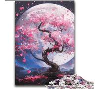 Puzzle da 2000 pezzi con alberi di ciliegio in fiore sotto la luna, regalo per adolescenti, giocattolo educativo antistress, ideale come regalo per tutta la famiglia (70x100cm)