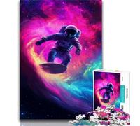 Puzzle da 2000 pezzi con astronauta che fa surf nello spazio per adulti e ragazzi, difficile da completare ma divertente e umoristico, unico come decorazione per la casa e regalo, 70x100cm