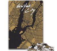 Puzzle da 2000 pezzi con mappa dorata di New York City, per adolescenti, regalo, gioco per famiglie, antistress, sfida difficile, fantastici regali e giocattoli, 2000 pezzi (70x100cm)