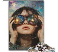 Puzzle da 2000 pezzi con ragazza che indossa occhiali da sole, regalo per adulti, antistress, per ammazzare il tempo durante le vacanze, per migliorare l'amore tra coppie (70x100cm)