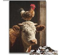 Puzzle da 2000 pezzi con testa di mucca e gallo per adolescenti, giochi rilassanti che migliorano l'amore tra coppie per bambini dai 14 anni in su (70x100cm)