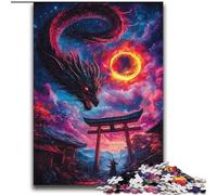 Puzzle da 2000 pezzi del drago del cancello Torii, antistress per ammazzare il tempo in casa, con poster abbinato e foglio di quiz (70x100cm)