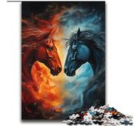 Puzzle da 2000 pezzi "Due cavalli di fuoco" per adolescenti, sfida difficile antistress per la decorazione della casa per 14+ anni (70x100cm)