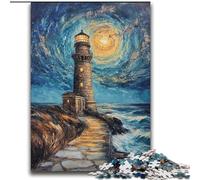 Puzzle da 2000 pezzi "Faro sotto il cielo notturno" per adulti e adolescenti, gioco stimolante e gioco per famiglie, regalo di compleanno, regali, arte murale (70x100cm)