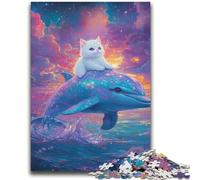 Puzzle da 2000 pezzi "Gatto su un delfino" per adolescenti e adulti, gioco stimolante, ideale come regalo per tutta la famiglia (70x100cm)