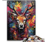Puzzle da 2000 pezzi Graffiti Deer per adulti e ragazzi, adatto dai 14 anni in su, decorazione da parete, regalo di compleanno (70x100cm)
