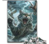 Puzzle da 2000 pezzi "Mostro gatto in mare" per adulti e adolescenti, per ammazzare il tempo durante le vacanze e migliorare l'amore tra coppie (70x100cm)