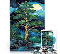 Puzzle da 2000 pezzi per adolescenti Albero e luna in vetro colorato Giocattoli da gioco Ogni pezzo è unico - Gioco divertente e stimolante per tutta la famiglia 70x100cm