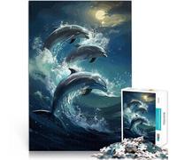 Puzzle da 2000 pezzi per adolescenti animale spaziale delfino Riduzione dello stress interessante è ideale come regalo per tutta la famiglia 70x100cm
