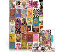 Puzzle da 2000 pezzi per adolescenti arte patchwork hippie Vacanza a casa: uccidere il tempo con poster abbinato e foglio di quiz 70x100cm