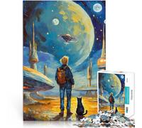 Puzzle da 2000 pezzi per adolescenti Avventura spaziale con un gatto Giochi educativi fai da te Lista dei desideri con Babbo Natale 70x100cm