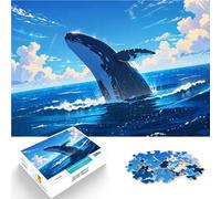 Puzzle da 2000 pezzi per adolescenti Balena che salta sotto il cielo azzurro Antistress Sfida difficile Migliorare la memoria 70x100cm