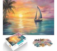 Puzzle da 2000 pezzi per adolescenti Barca a vela al tramonto Allena il tuo cervello e le tue mani è ideale come regalo per tutta la famiglia 70x100cm