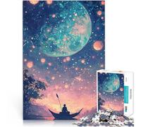 Puzzle da 2000 pezzi per adolescenti Barca solitaria sotto una luna gigante Giochi educativi fai da te Migliorare l'amore tra le coppie 70x100cm