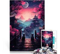 Puzzle da 2000 pezzi per adolescenti Cat Moon Giappone Antistress Vacanza in patria Uccidere il tempo Giocattoli per la decorazione della casa 70x100cm