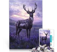 Puzzle da 2000 pezzi per adolescenti Cervo nel campo di lavanda Vacanza a casa: uccidere il tempo Decorazioni e regali unici per la casa 70x100cm