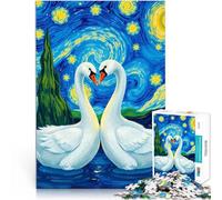 Puzzle da 2000 pezzi per adolescenti Cigni sotto la notte stellata Antistress Sfida difficile Lista dei desideri con Babbo Natale 70x100cm