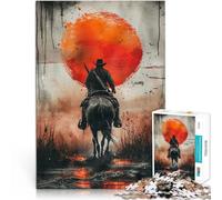 Puzzle da 2000 pezzi per adolescenti Cowboy nel deserto Allena il tuo cervello e le tue mani con poster abbinato e foglio di quiz 70x100cm
