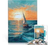 Puzzle da 2000 pezzi per adolescenti Dipinto di tramonto in barca a vela Analisi e logica con poster abbinato e foglio di quiz 70x100cm
