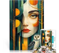Puzzle da 2000 pezzi per adolescenti Donna e gufo nella foresta Giochi educativi Decorazione della casa regali per amici e familiari 70x100cm