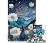 Puzzle da 2000 pezzi per adolescenti Donna nel campo di fiori Giocattoli Giochi Educativi Antistress Gioco educativo per compleanno e Natale 70x100cm