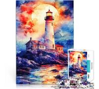 Puzzle da 2000 pezzi per adolescenti Faro al chiaro di luna Per il divertimento in famiglia Migliorare l'amore tra le coppie 70x100cm