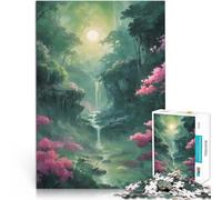 Puzzle da 2000 pezzi per adolescenti Foresta sotto una luna gialla Giochi educativi con pezzi completamente interconnessi di forma casuale 70x100cm