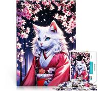 Puzzle da 2000 pezzi per adolescenti Gatto anime in kimono Sfida di gioco educativo giocattolo con poster abbinato e foglio di quiz 70x100cm