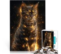 Puzzle da 2000 pezzi per adolescenti Gatto Bengala Golden Glow - Arte felina mistica - Ritratto di gatto incantato Attività per famiglie Regalo divertente 70x100cm