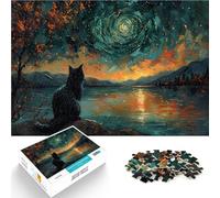 Puzzle da 2000 pezzi per adolescenti Gatto che osserva il cielo stellato Difficile Duro Decorazione murale Regali unici per compleanno e Natale 70x100cm