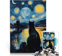 Puzzle da 2000 pezzi per adolescenti Gatto della notte stellata giocattoli educativi per l'apprendimento Regalo di opere d'arte 70x100cm