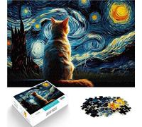 Puzzle da 2000 pezzi per adolescenti Gatto della notte stellata Per il divertimento in famiglia Migliorare l'amore tra le coppie 70x100cm