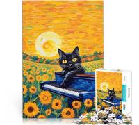 Puzzle da 2000 pezzi per adolescenti Gatto in stile van gogh Allena il tuo cervello e le tue mani Migliorare l'amore tra le coppie 70x100cm
