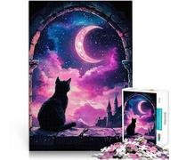 Puzzle da 2000 pezzi per adolescenti Gatto nero al chiaro di luna Gara di velocità delle mani Giocattoli per la decorazione della casa 70x100cm