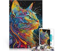 Puzzle da 2000 pezzi per adolescenti Gatto psichedelico Gioco impegnativo e gioco in famiglia Migliorare l'amore tra le coppie 70x100cm