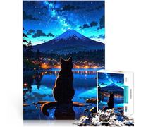 Puzzle da 2000 pezzi per adolescenti Gatto sotto il cielo stellato Gioco pratico con pezzi completamente interconnessi di forma casuale 70x100cm