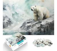 Puzzle da 2000 pezzi per adolescenti Ghiacciaio dell'orso polare bianco Antistress Sfida difficile con poster abbinato e foglio di quiz 70x100cm