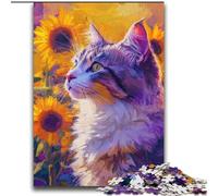 Puzzle da 2000 pezzi per adolescenti Girasoli e gatti Gioco per famiglie Antistress Sfida difficile Collezione di artisti, Belle arti 70x100cm