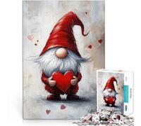 Puzzle da 2000 pezzi per adolescenti Gnomo di San Valentino che tiene in mano un cuore Divertimento in famiglia Decorazione d'arte per la casa 70x100cm