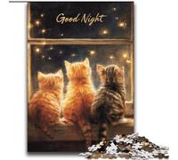 Puzzle da 2000 pezzi per adolescenti "Good Night Kitty" Difficile da completare ma divertente e umoristico, con poster abbinato e foglio di quiz 70x100cm