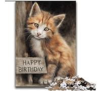 Puzzle da 2000 pezzi per adolescenti "Happy Birthday Cat", aiuta il cervello ad allenarsi, giocattoli avvincenti per coltivare la pazienza, decorazione perfetta, 70x100cm