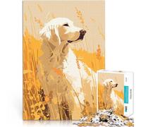 Puzzle da 2000 pezzi per adolescenti Illustrazione artistica minimalista di Golden Retriever bianco Analisi e logica Un'opera d'arte 70x100cm