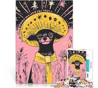 Puzzle da 2000 pezzi per adolescenti Illustrazione artistica minimalista di un simpatico chihuahua con un sombrero Giocattoli fai da te Un'opera d'arte 70x100cm